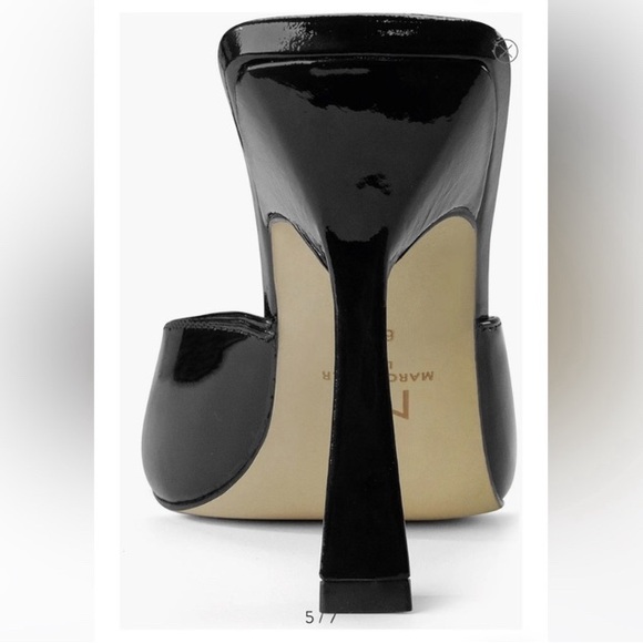 ✨ Marc Fisher LTD Square Toes Baber Heeled Sandals - Black Patent, Size 8 👠🖤 - Picture 8 of 8